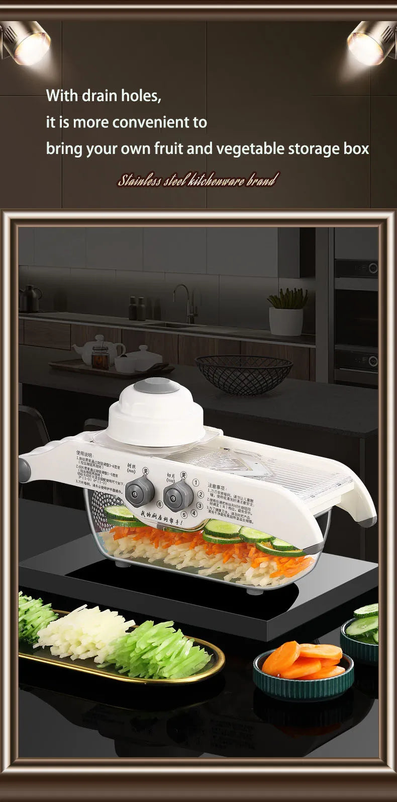 Multifunctional Lemon Grater Vegetable Slicer With Basket,Fruit Potato Chopper Carrot Cutter Slicer Kitchen Accessories