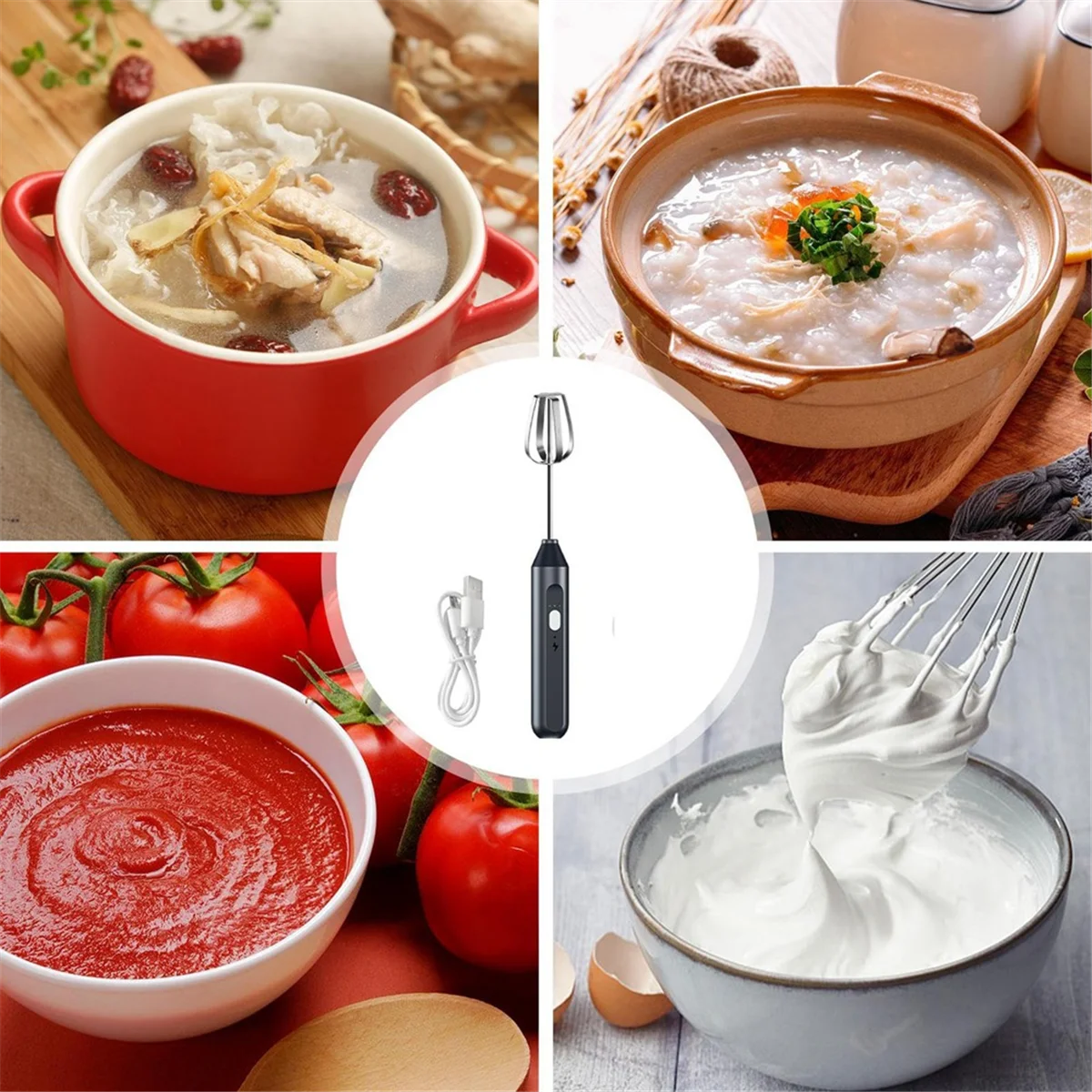 Electric Hand Mixer,Stainless Steel Stirring Whisk,Immersion Blender Cordless Hand Mixer Whisk,3Speed Adjustable Frother