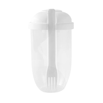1pc White/Green Portable Bottle Salad Container Bottle-Shaped Bento Salad Bowl For Lunch Salad Box With Fork Salad Bowl