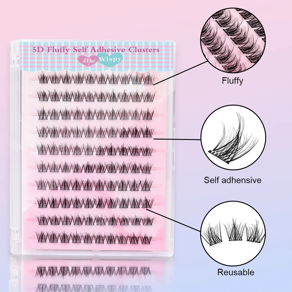 Lashprofessor Glue-Free DIY Self-adhesive False Eyelashes Self-adhesive Reusable DIY Segmented Lashes No-Glue DIY Cluster Lashes