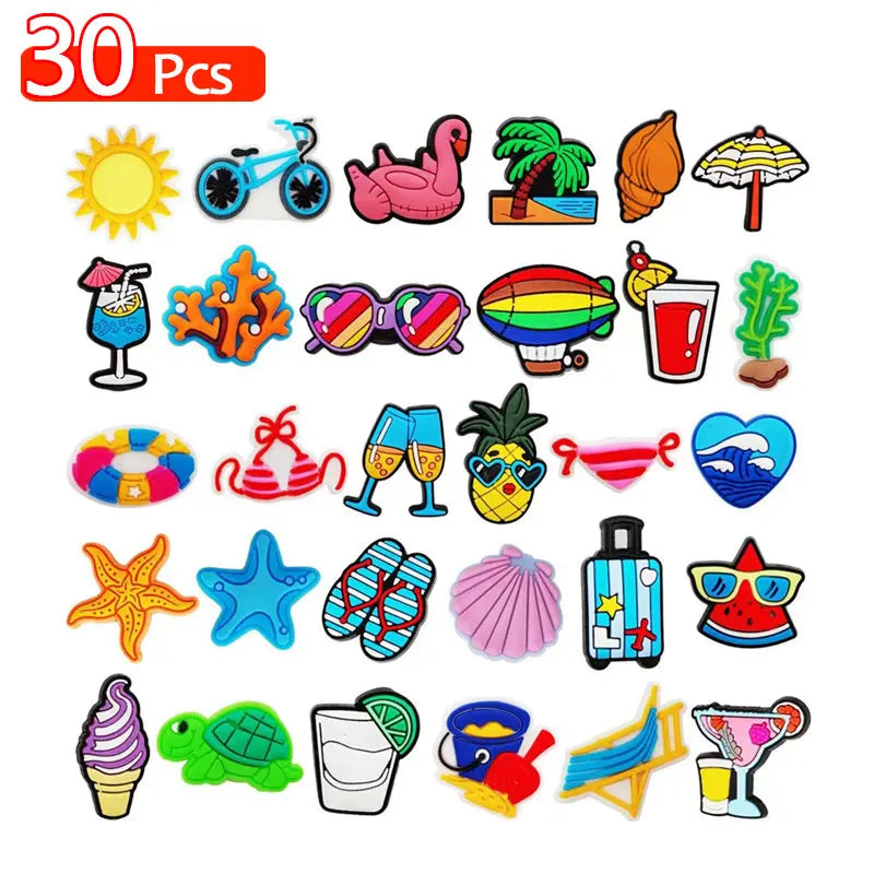 35/30 Pcs Shoe Charms for Crock Clogs Cute Cartoon Shoe Charms Lovely Shoe Accessories Summer Fashion Shoe Charms