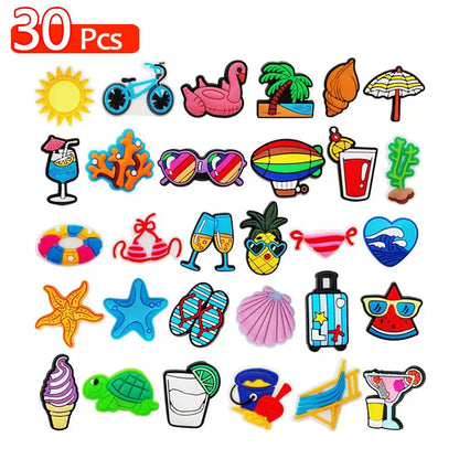 35/30 Pcs Shoe Charms for Crock Clogs Cute Cartoon Shoe Charms Lovely Shoe Accessories Summer Fashion Shoe Charms