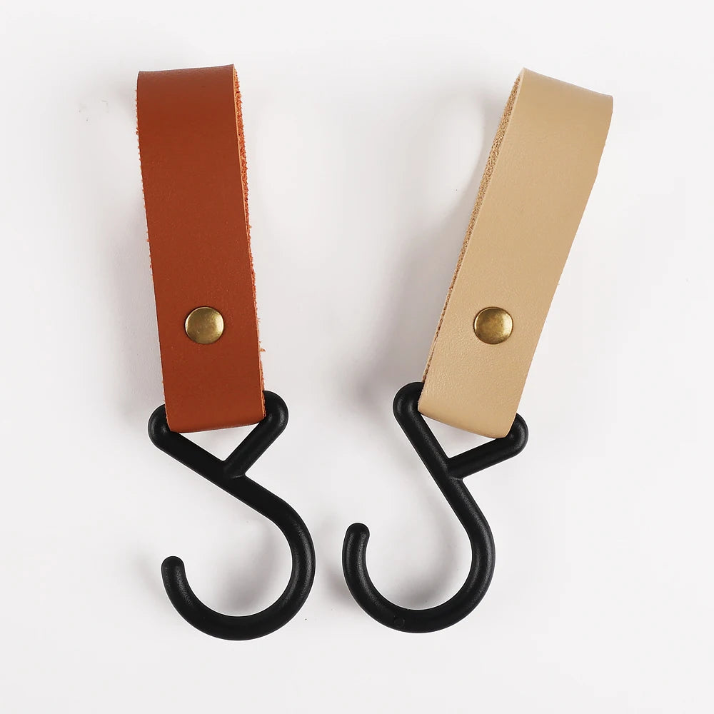 1/5pcs Outdoor Camping Hooks  Leather Hanging Hooks S-Shaped Rack Portable Camping Hangers Home Kitchen Storage Supplies