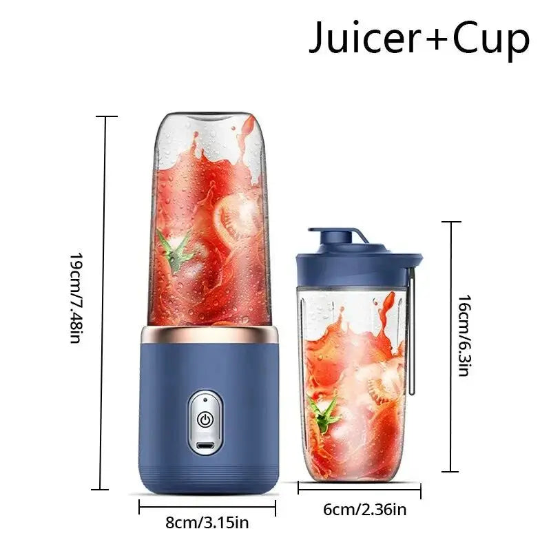 Portable Juicer Cup 6 Blade Blender Bottle Household Fruit Juicer Cup Smoothie Blender USB Rechargeable Juicer Kitchen Tool