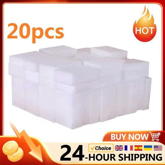 20pcs White  Sponge Melamine Sponge Eraser Eraser Cleaner Cleaning Sponges for Kitchen Bathroom Cleaning Tools  Dropsipping
