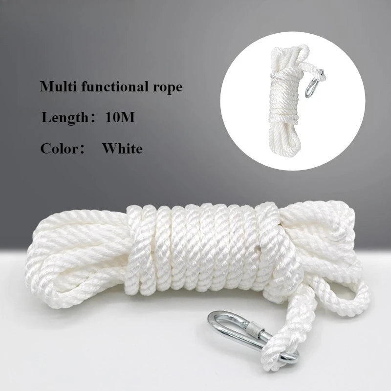 10m White Safety Rope Climbing Rope Multifunctional Reusable Safety Rope Waterproof Wear-resistant Escape Ropes Outdoor Camping