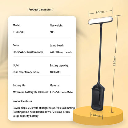 LED Book Light USB Rechargeable Reading Light Warm Cool White Daylight Portable Flexible Easy Clip Night Reading Lamp New