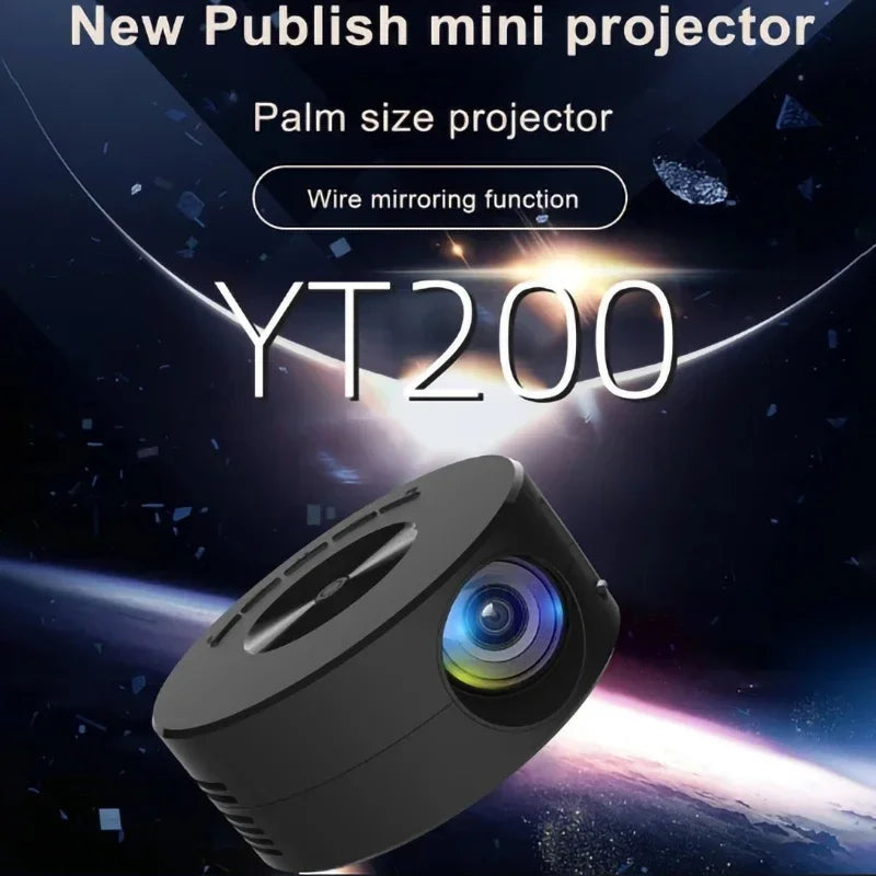 HD Outdoor Home Theater  Projector YT200 Portable LED Projector Media Player Audio Projectors Wired Screen For iPhone/Android