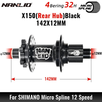 Bicycle hubs Nanlio X150 Mountain Bike Hubs 6 Pawls 150 Engagement Rear Hub HG MS XD 8-12 Speed 28 32 36 Holes Noisy wheel Hubs