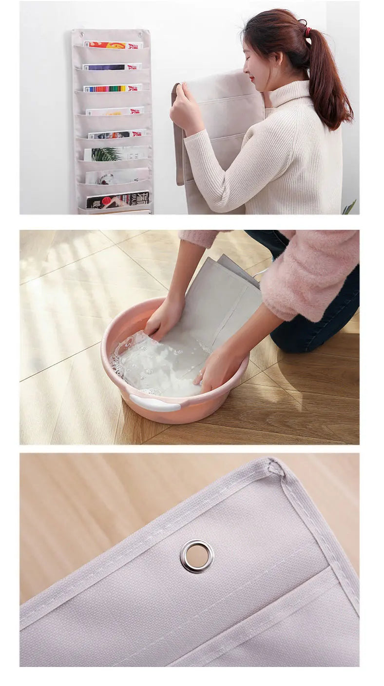 3/6/9 Pockets Wall Hanging Storage Bags Book Keys Mobile Phone Door Organizer Pouch Bedroom Dormitory Office Container