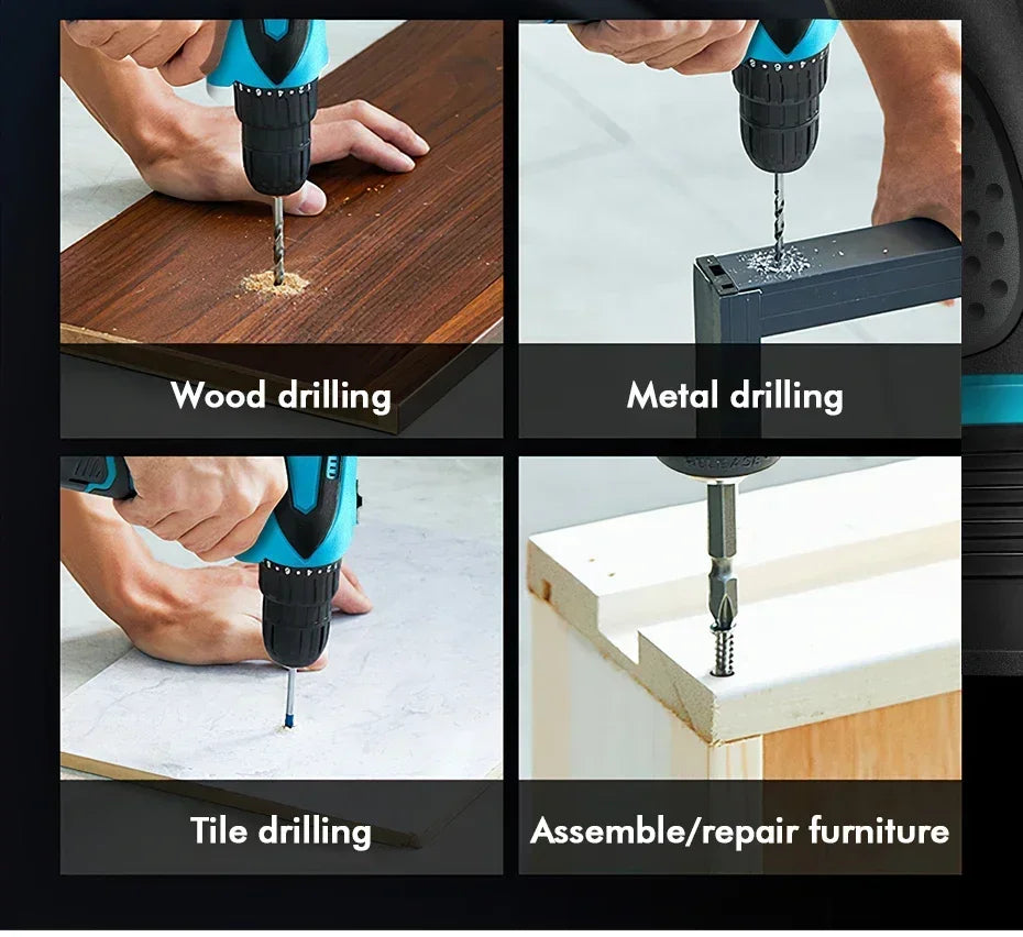 Rechargeable Lithium Battery Electric Hand Drill Electric Screwdriver Cordless Power Drills Home DIY Electric Drill