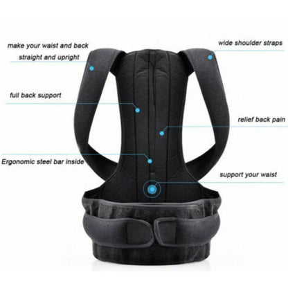 Posture Corrector Adult Back Fixation Belt With Support Plate Hunchback Correction Belt Adjustable Back Trainer Unisex
