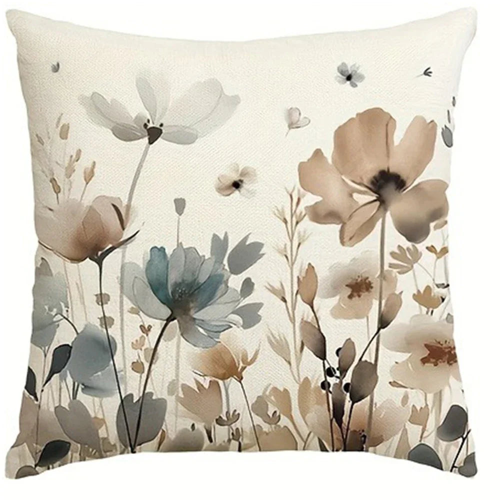 Funda de almohada decorativa para el hogar, diseño de patrón de pájaro, flor y planta, suave y cómoda, funda de cojín para