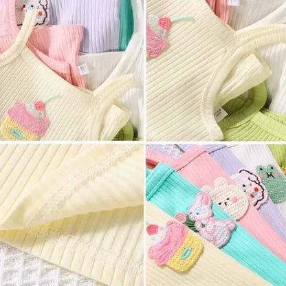 Baby Girls T-shirts for Kids Summer Sleeveless Knitted Tops Vest Outfits Girls Cute Halter Tops Tees Children Clothing 1-12 Year