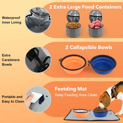 6 Sets Large Dog Travel Bag, Dog Camping Essentials, Weekend Pet Travel Kit, Dog Travel Accessories With Multi-Purpose Pocket