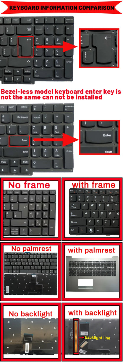 US/Spanish/Latin laptop keyboard For Lenovo ideapad 1-14IGL05 -14ADA05 -14AST-05 V14-ADA V14-ARE V14-IGL V14-IIL V14-IKB V14-IWL