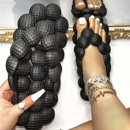 Flip-flops Bubble Shoes Summer New Fashion Open-toed Bubble Slippers 2025 Women Wear Slippers Indoor Flat Sandals Beach Shoes