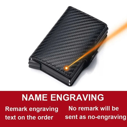 Anti Rfid Blocking Men Wallets with Custom Name Carbon Fiber Mini Wallet Large Capacity Card Holders Small Money Bag Male Purses