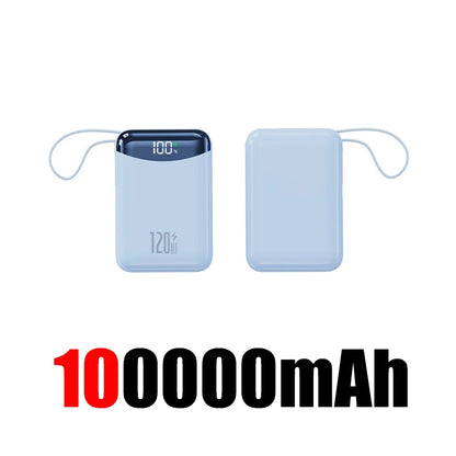 120W Power Bank With Charging Cables 100000mah Large Capacity Portable External Battery For Multi Phones Emergency Supply