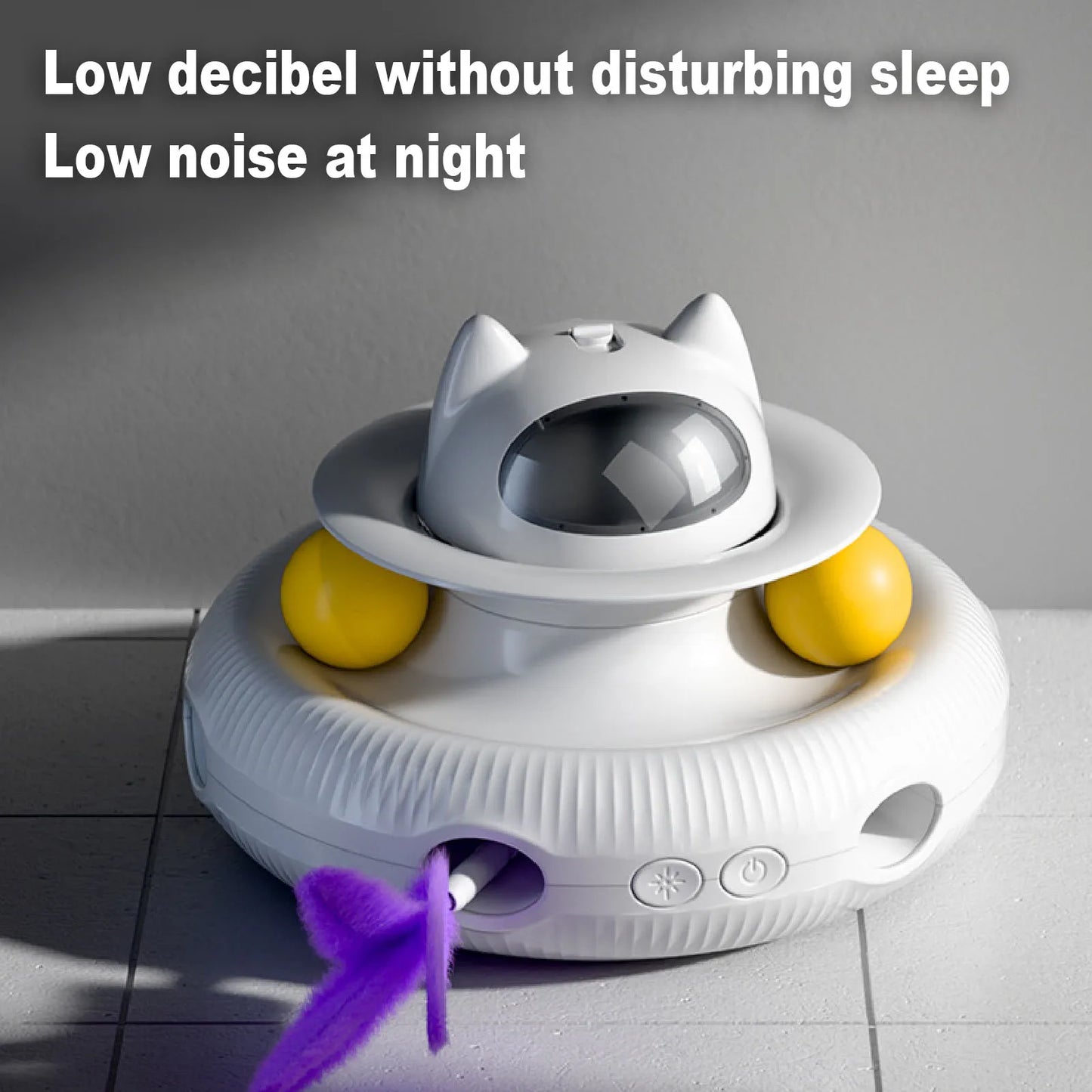 Interactive Cat Feather Toy Automatic Rotating Reduce Boredom Promote Exercising Funny Feather Electronic Cat Toy for Home