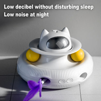 Interactive Cat Feather Toy Automatic Rotating Reduce Boredom Promote Exercising Funny Feather Electronic Cat Toy for Home