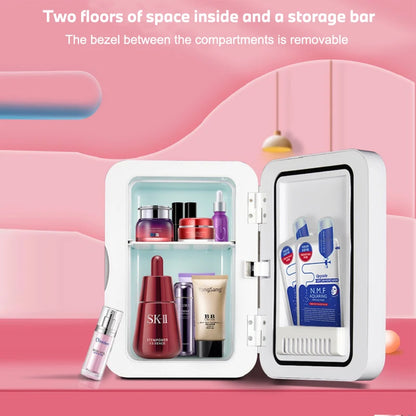 8L Mini Skincare Fridge with LED Mirror - 3-in-1 Portable Cooler & Warmer for Makeup, Face Masks, Perfumes (Home/Office/Car