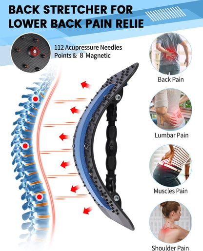 Back Stretcher for Back Pain Relief, Multi-Level Back Cracker Board, Lower and Upper Back Support for Herniated Disc