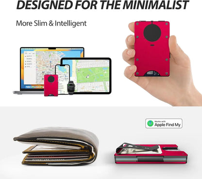 RFID Blocking Credit Card Holder, Slim Wallet For Men, Compatible with Find My iOS Only, Detachable Money Clip