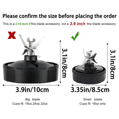5 Fins Blender Blade for Blender QB3000, QB3000SSW-30, QB3000QR-30, QB3001SS-30, QB3000QBK, QB3004, QB3005-A07G