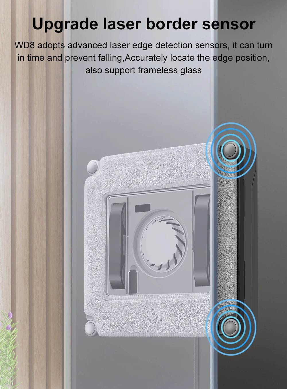 Robot Window cleaner ABIR WD8,Dual Water Spray,Smart Memory,High Vacuum Suction, Laser Sensor, Home Wall Glass Cleaning Robot