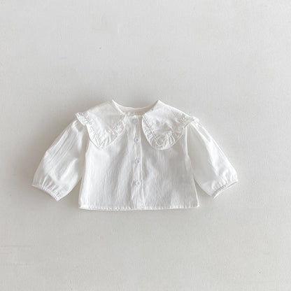 New stylish and fashionable spring and autumn baby shirt for infants and toddlers, long-sleeved shirt with a large lapel