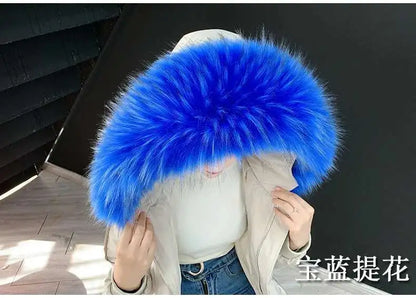 Detachable Faux Fur Collar Extra Large Warm Fake Fur Scarf Wrap Evening Cape For Winter Womens Coat Faux Fur Hood Ttrim Collar