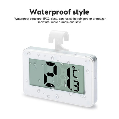 Digital Fridge / Freezer Thermometer Household Thermograph Humidity Meter IPX3 Waterproof LCD Display Wireless & Hanging Hook