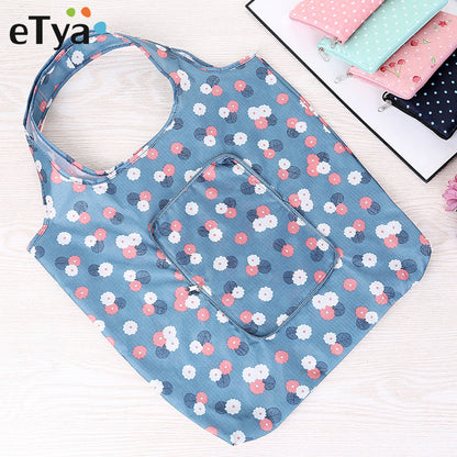 Waterproof Printing Reusable Shopping Bag Tote Bags Fashion Eco Friendly Shopping Bag Foldable Zipper Women's Handbags