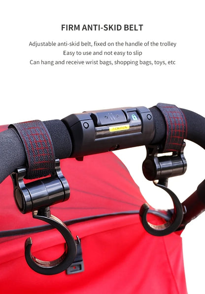 Rotating Stroller Hooks Durable ABS Black  Multi Purpose Shopping Bag Clips for Diaper Essentials Organization Gear Organization