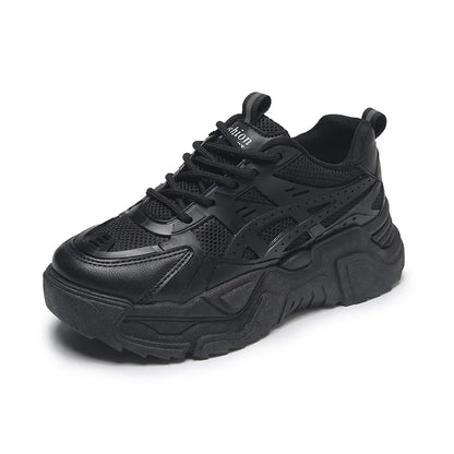 Black Daddy Thick Sole Sneakers Casual Vulcanized Shoes Women High Platform Sneakers Lace Up White Sneakers Women
