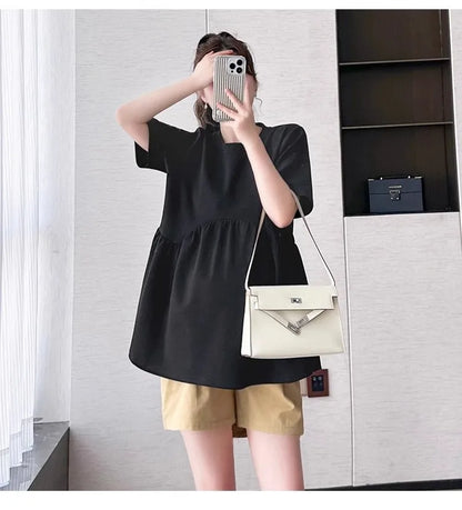 Maternity T-Shirt Summer 2025 New Fashionable Summer White T-Shirt Short-Sleeved Tops Loose Large Size Casual Maternity T-Shirt