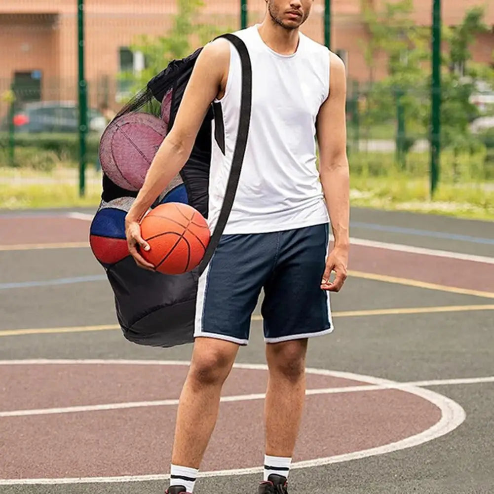 Sports Ball Bag Large Capacity Basketball Volleyball Drawstring Storage Mesh Bag Sports Soccer Ball Bag Soccer Ball Carrier Bags