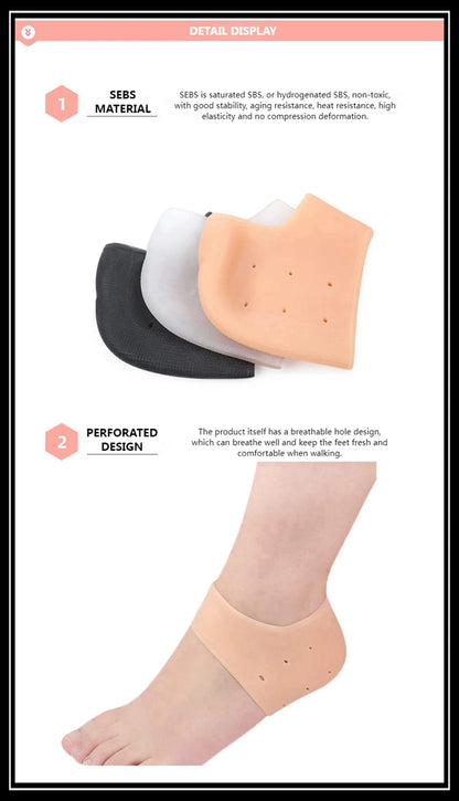 1 Pair Silicone Rubber Gel Socks Anti Cracking Liner Heel Socks Elastic Silicon Moisturizing Foot Skin Care Heel Foot Protection