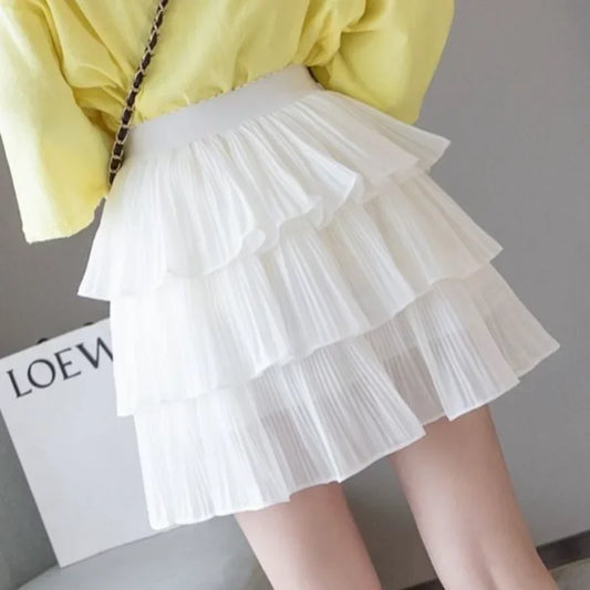 Skirts for Women Pleat Chiffon Womens Skirt Dots Clothing Mini Pleated Ruffle Short White Modest Aesthetic Harajuku A Line Cheap