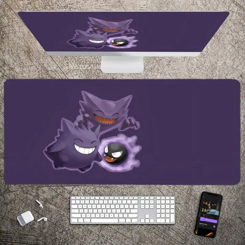 MINISO P-Pokemon-Gengar Grande Mousepad Large Gaming Mouse Pad Lock Edge Thickened Computer Keyboard Table Desk Mat
