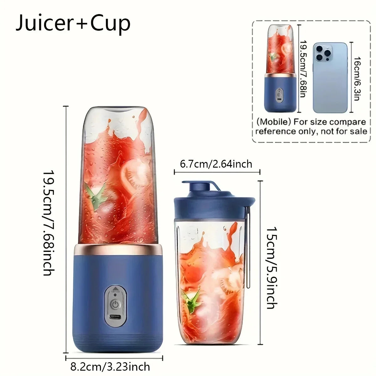 [Portable Blender] 2-in-1 Portable Blender and Juicer | with 6 Blades,USB Charging, Dual Cups