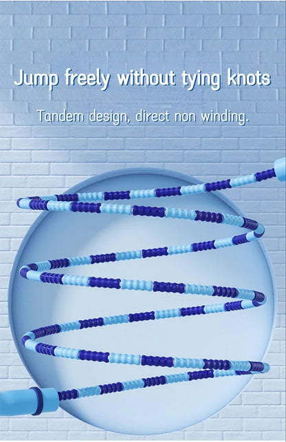 2.8m Soft Beads PVC Cord Silicone Skip Rope for Baby Kids Girls Exercise Fitness Jump Rope Adjustable Bamboo Beaded Jumping Rope