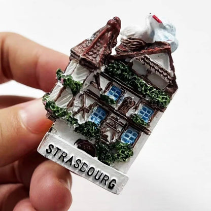 Europe France Lyon Strasbourg Marseille Resin 3D Fridge Magnets Tourism Souvenir Refrigerator Sticker