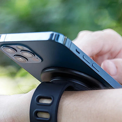 Double Sided Magnetic Phone Mount for Wrist Secure Hands Free Bracket Running Jogging Gym Fitness Driving Car Live Video Vlog