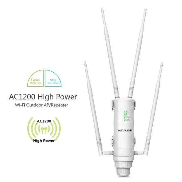 Outdoor wifi extenders Wavlink High Power Repeater Dual Dand 2.4G/5G POE booster 1200mbps Wi-Fi range extender signal amplifier