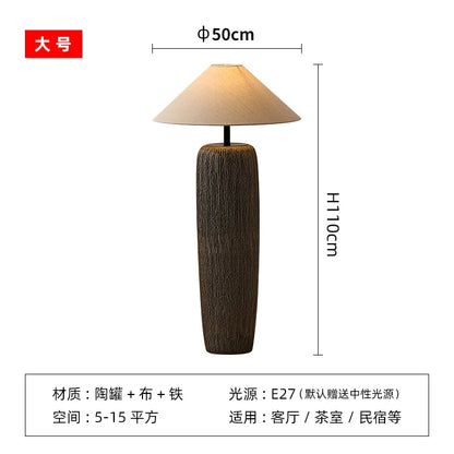 Ceramic floor lamp Wabi Sabi Style fabric lamp shade japanese floor lamp for Living Room Salon Corner Sofa Lounge Standing Light
