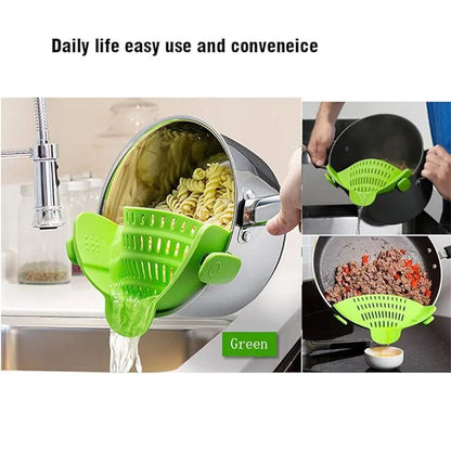1pc Adjustable Silicone Clip-On Strainer for Pots, Pans, and Bowls - Handheld Drainer for Noodles, Pasta