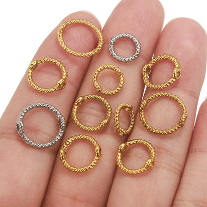 10pcs Stainless Steel 6 8 10mm Twisted Texture Round Jump Ring Personalized Fashion DIY Jewelry Accessories Wholesale