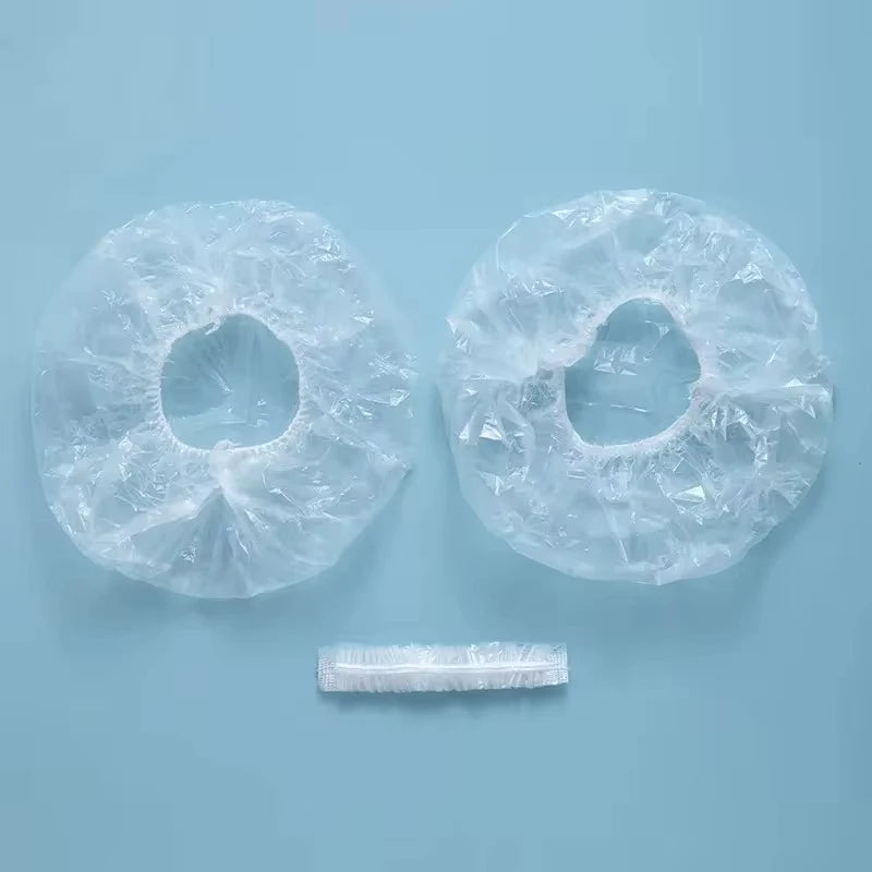 Women's Disposable Shower Cap, Plastic Waterproof Head Cover, Pink Spa Salon, Hotel Hair Dye, Elastic Hair Cap, 100 Pieces/set
